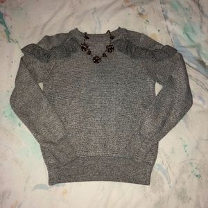 Topshop Grey Ruffle Shoulder Sweater
